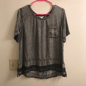 Cato Black Jean Pocket Blouse